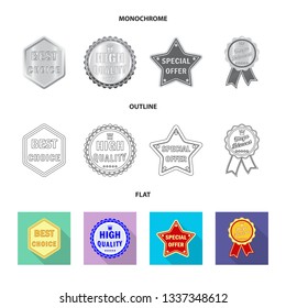 Isolated object of emblem and badge symbol. Collection of emblem and sticker vector icon for stock.