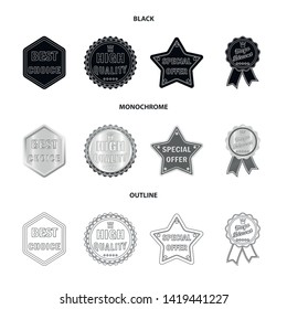 Isolated object of emblem and badge symbol. Set of emblem and sticker stock symbol for web.