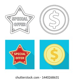 Isolated object of emblem and badge symbol. Collection of emblem and sticker stock vector illustration.