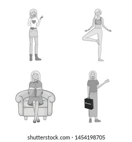 Isolated object of emotions and female icon. Collection of emotions and body vector icon for stock.