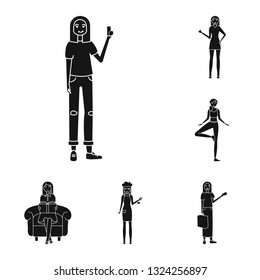 Isolated object of emotions and female logo. Set of emotions and body stock symbol for web.