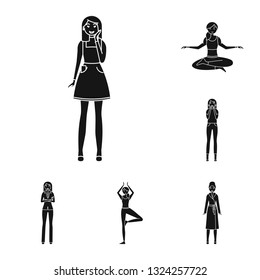 Isolated object of emotions and female logo. Collection of emotions and body stock vector illustration.