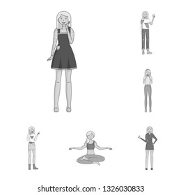 Isolated object of emotions and female logo. Collection of emotions and body vector icon for stock.