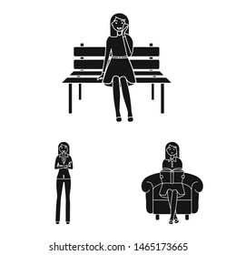 Isolated object of emotions and female logo. Collection of emotions and body stock symbol for web.