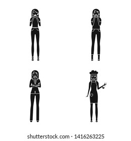 Isolated object of emotions and female sign. Collection of emotions and body stock vector illustration.