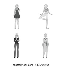 Isolated object of emotions and female sign. Set of emotions and body vector icon for stock.
