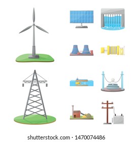 Isolated object of energy and alternative logo. Collection of energy and development stock vector illustration.