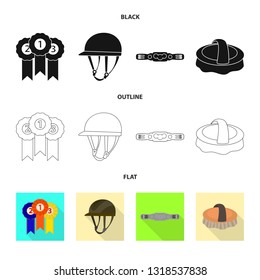 Isolated object of equipment and riding icon. Set of equipment and competition stock symbol for web.