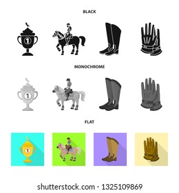 Isolated object of equipment and riding icon. Collection of equipment and competition stock symbol for web.