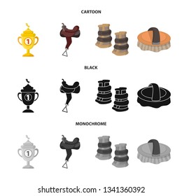 Isolated object of equipment and riding icon. Collection of equipment and competition stock vector illustration.