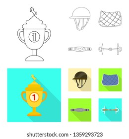 Isolated object of equipment and riding icon. Set of equipment and competition stock symbol for web.