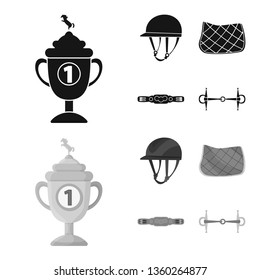 Isolated object of equipment and riding icon. Collection of equipment and competition stock vector illustration.