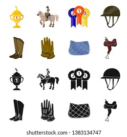 Isolated object of equipment and riding icon. Collection of equipment and competition stock symbol for web.