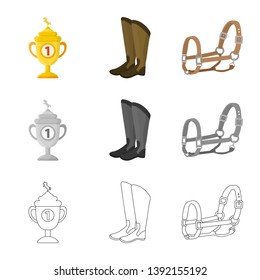 Isolated object of equipment and riding icon. Set of equipment and competition stock vector illustration.