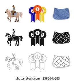 Isolated object of equipment and riding icon. Collection of equipment and competition stock symbol for web.