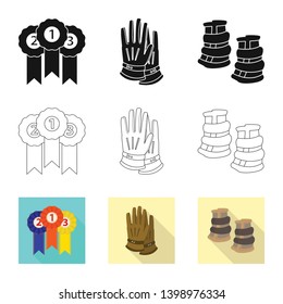 Isolated object of equipment and riding icon. Collection of equipment and competition stock symbol for web.
