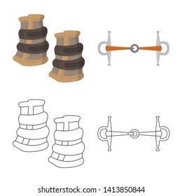 Isolated object of equipment and riding icon. Collection of equipment and competition stock vector illustration.