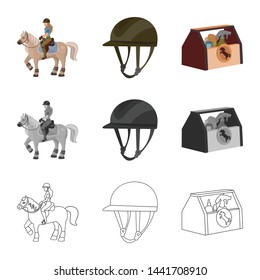 Isolated object of equipment and riding icon. Set of equipment and competition stock vector illustration.
