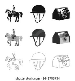 Isolated object of equipment and riding icon. Collection of equipment and competition stock symbol for web.