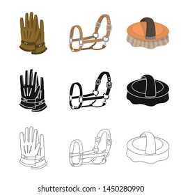 Isolated object of equipment and riding icon. Collection of equipment and competition stock symbol for web.