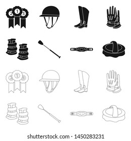 Isolated object of equipment and riding icon. Set of equipment and competition stock symbol for web.