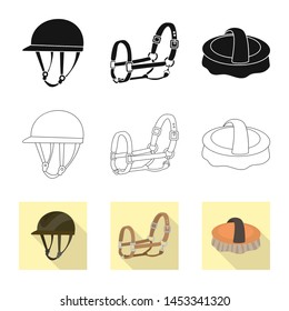 Isolated object of equipment and riding icon. Set of equipment and competition stock symbol for web.