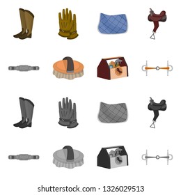 Isolated object of equipment and riding logo. Set of equipment and competition stock symbol for web.