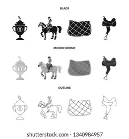 Isolated object of equipment and riding logo. Set of equipment and competition vector icon for stock.