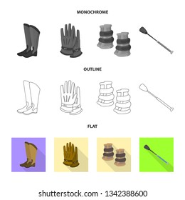 Isolated object of equipment and riding logo. Set of equipment and competition stock symbol for web.