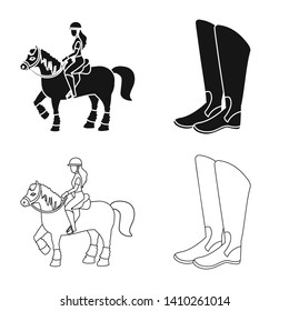 Isolated object of equipment and riding logo. Set of equipment and competition stock symbol for web.