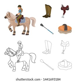 Isolated object of equipment and riding logo. Collection of equipment and competition stock vector illustration.