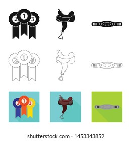 Isolated object of equipment and riding logo. Set of equipment and competition stock vector illustration.