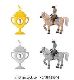 Isolated object of equipment and riding logo. Set of equipment and competition stock vector illustration.