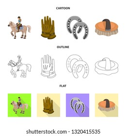 Isolated object of equipment and riding sign. Set of equipment and competition stock symbol for web.