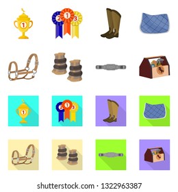 Isolated object of equipment and riding sign. Collection of equipment and competition stock symbol for web.