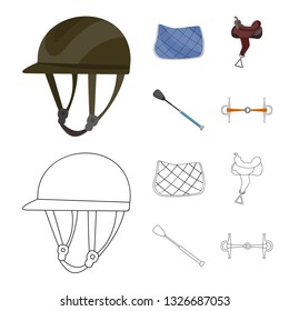 Isolated object of equipment and riding sign. Set of equipment and competition stock symbol for web.