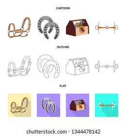 Isolated object of equipment and riding sign. Collection of equipment and competition stock symbol for web.
