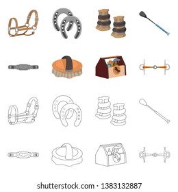 Isolated object of equipment and riding sign. Set of equipment and competition vector icon for stock.