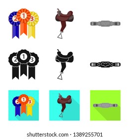 Isolated object of equipment and riding sign. Collection of equipment and competition stock symbol for web.