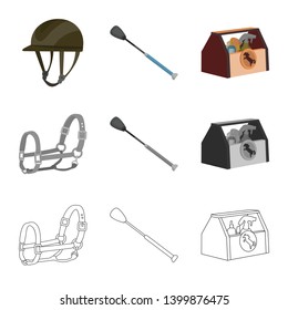 Isolated object of equipment and riding sign. Collection of equipment and competition stock symbol for web.