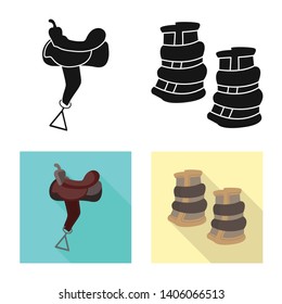 Isolated object of equipment and riding sign. Collection of equipment and competition stock symbol for web.