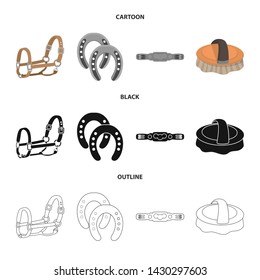 Isolated object of equipment and riding sign. Collection of equipment and competition stock symbol for web.