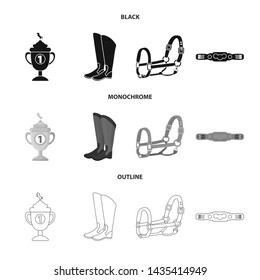 Isolated object of equipment and riding sign. Set of equipment and competition vector icon for stock.