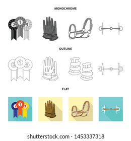 Isolated object of equipment and riding sign. Collection of equipment and competition vector icon for stock.