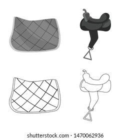 Isolated object of equipment and riding sign. Collection of equipment and competition stock symbol for web.