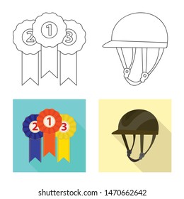Isolated object of equipment and riding sign. Set of equipment and competition vector icon for stock.