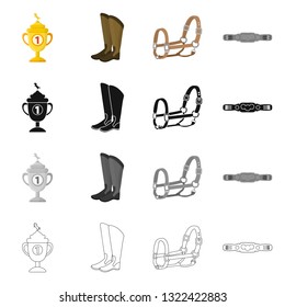 Isolated object of equipment and riding symbol. Collection of equipment and competition vector icon for stock.