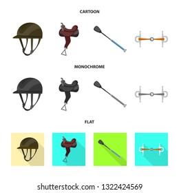 Isolated object of equipment and riding symbol. Collection of equipment and competition stock symbol for web.