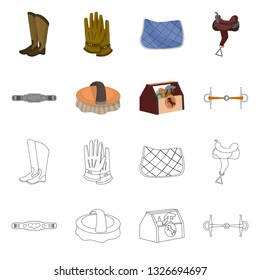 Isolated object of equipment and riding symbol. Set of equipment and competition stock vector illustration.