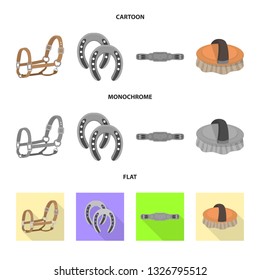 Isolated object of equipment and riding symbol. Set of equipment and competition stock symbol for web.